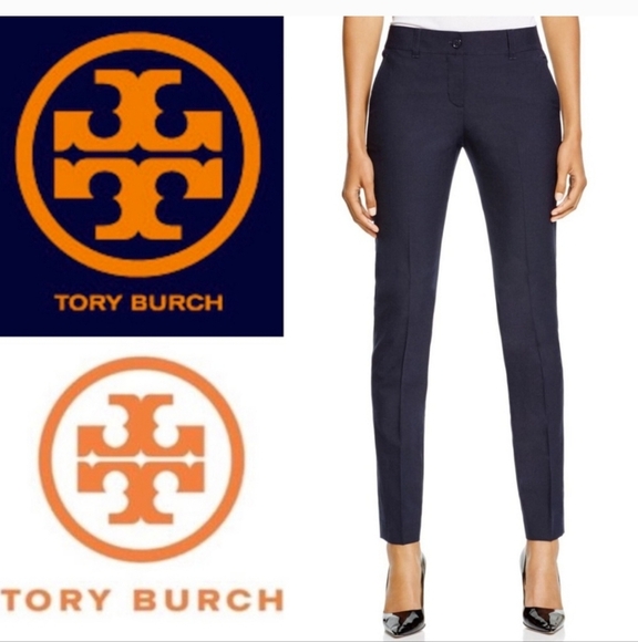 💚5/$25 TORY BURCH Navy  Pocketless Strechy Skinny Straight Long Pants Sizw 0 - Picture 1 of 5